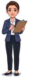 Eva ticking off her checks on a clipboard